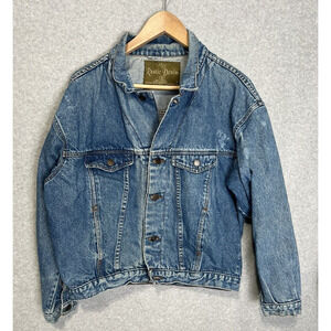 Rustic Denim Jacket Womens Size Medium M Blue Jean 100% Cotton READ